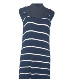 Old Navy pin striped navy & white tank cotton maxi dress size XL
